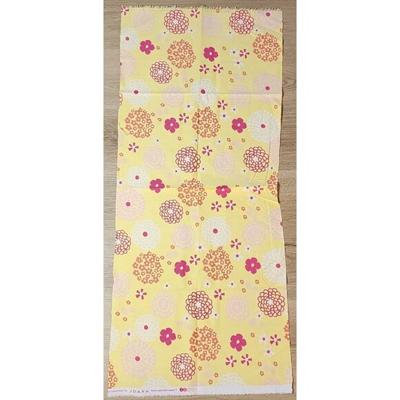 Upholstery Fabric Yellow Pink Flowers Groovy Retro Floral 44" Wide 1/2 Yard - Picture 2 of 5